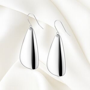 Classic Polished Silver-Tone Teardrop Drop Earrings – Fishhook Style Jewelry